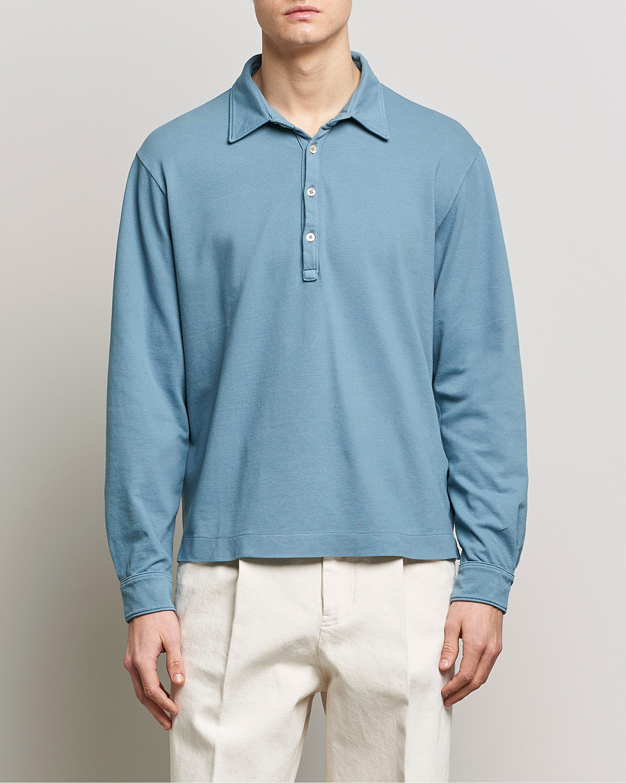 Herr | Tröjor | Boglioli | Long Sleeve Polo Light Blue