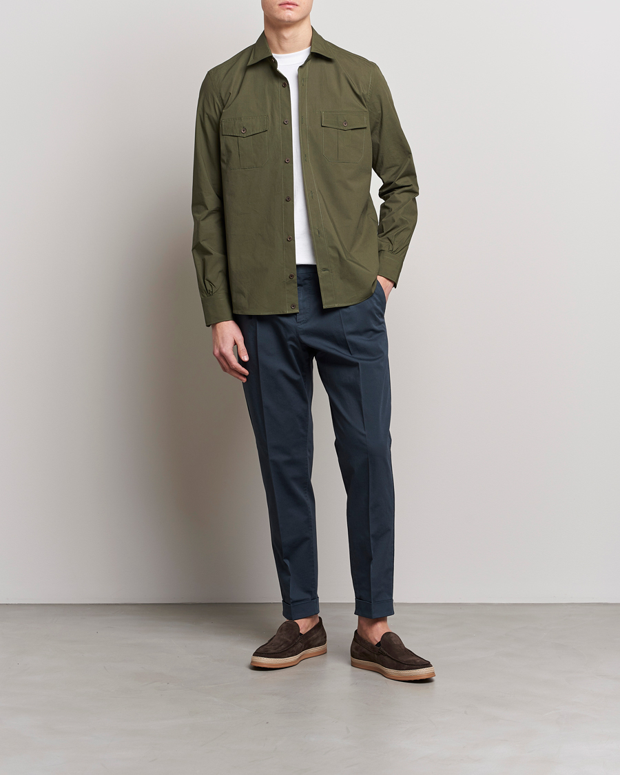 Herr | Skjortor | Mazzarelli | Safari Overshirt Olive