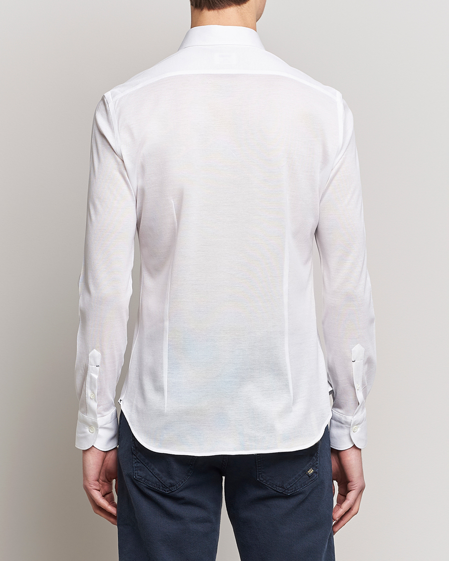Herr | Skjortor | Mazzarelli | Soft Washed Piquet Shirt White