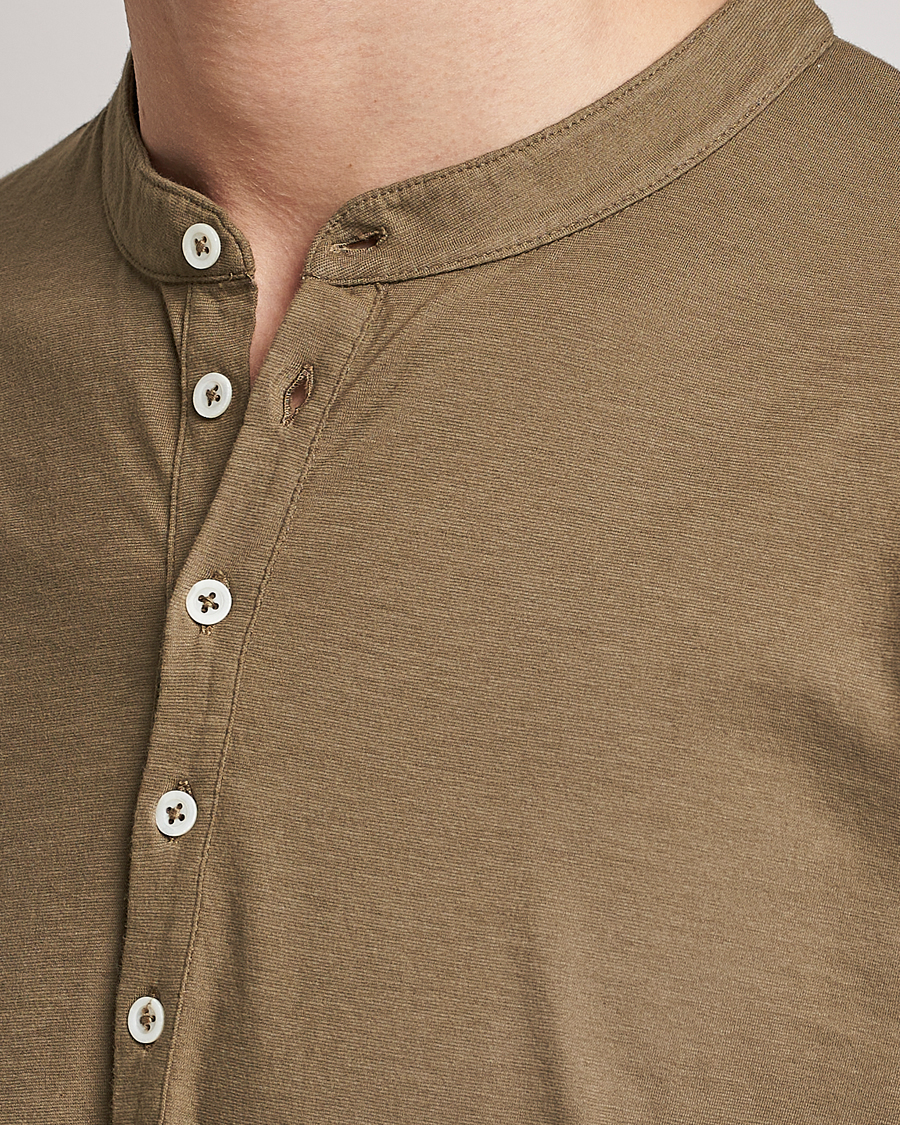 Herr | Tröjor | Massimo Alba | Hawai Watercolor Henley Green Desert