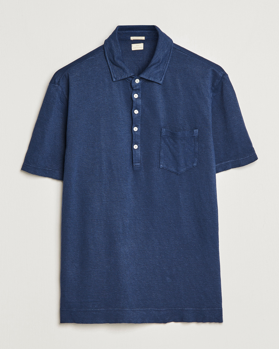 Herr | Pikéer | Massimo Alba | Wembley Linen Polo Navy