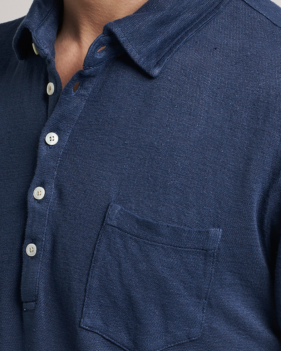Herr | Pikéer | Massimo Alba | Wembley Linen Polo Navy