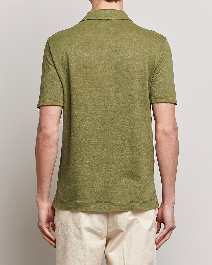 Herr | Pikéer | Massimo Alba | Wembley Linen Polo Green Desert