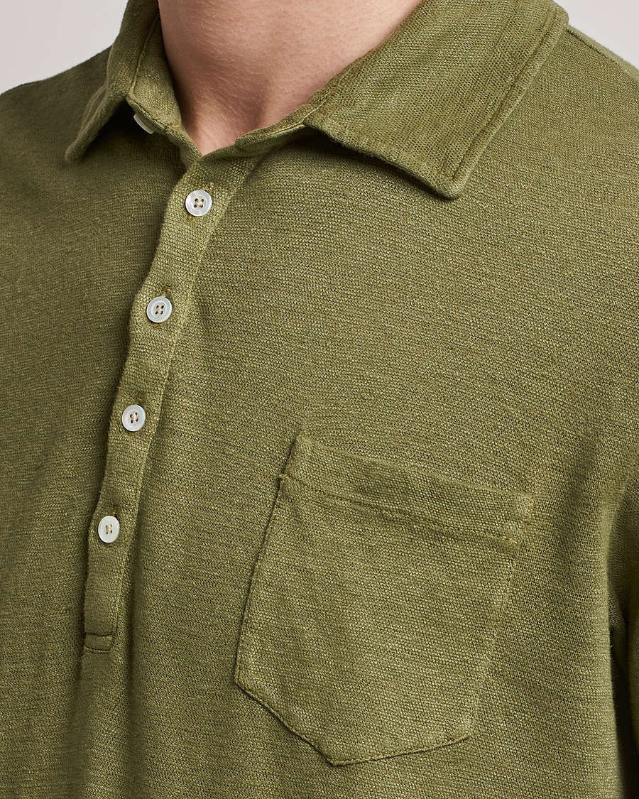 Herr | Pikéer | Massimo Alba | Wembley Linen Polo Green Desert