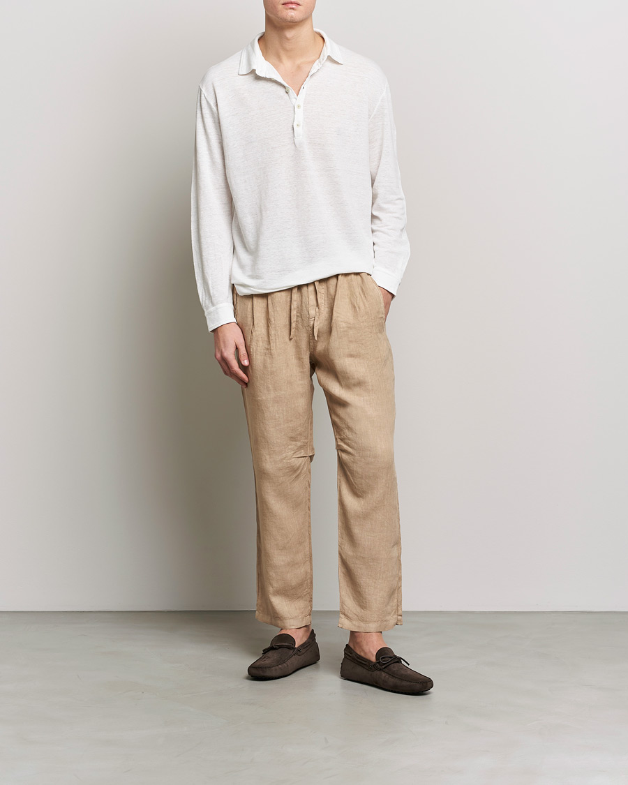 Herr | Byxor | Massimo Alba | Keywest Linen Drawstring Pants Sand