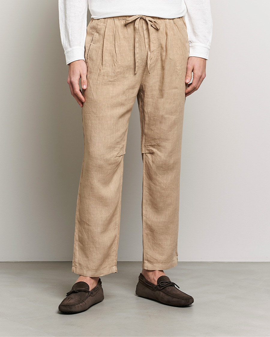 Herr | Byxor | Massimo Alba | Keywest Linen Drawstring Pants Sand