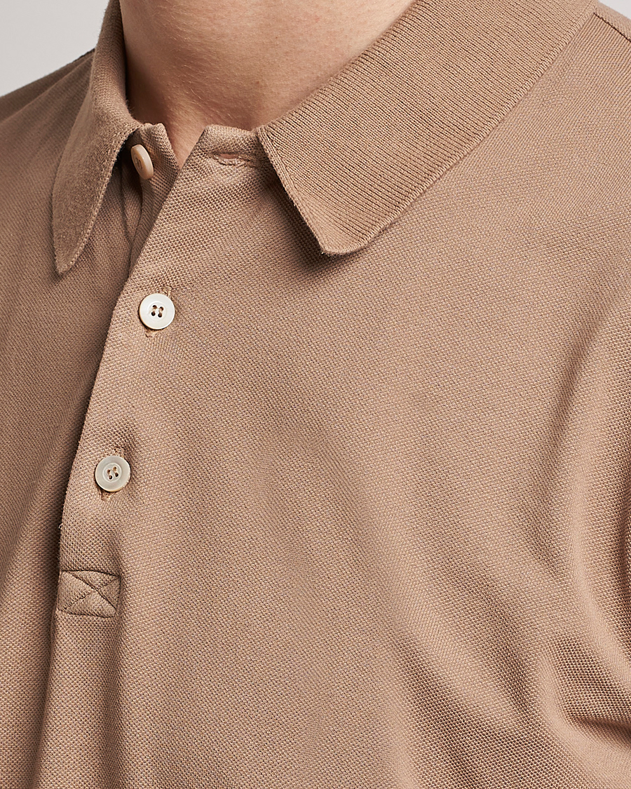 Herr | Pikéer | Piacenza Cashmere | Portofino Short Sleeve Polo Beige