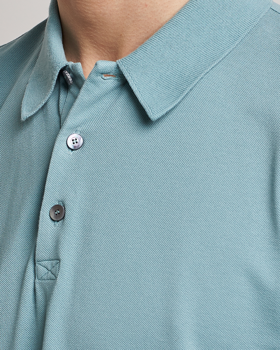 Herr | Pikéer | Piacenza Cashmere | Portofino Short Sleeve Polo Light Blue