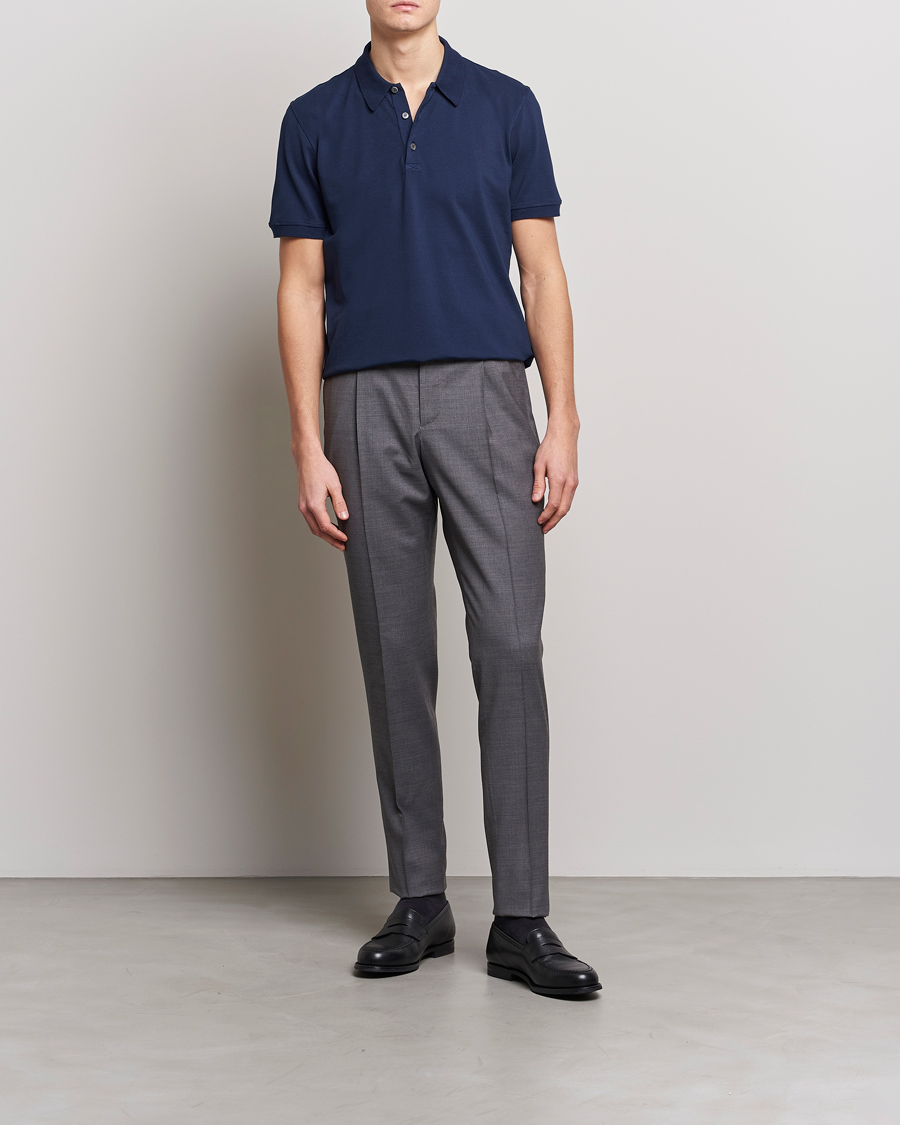 Herr | Pikéer | Piacenza Cashmere | Portofino Short Sleeve Polo Navy