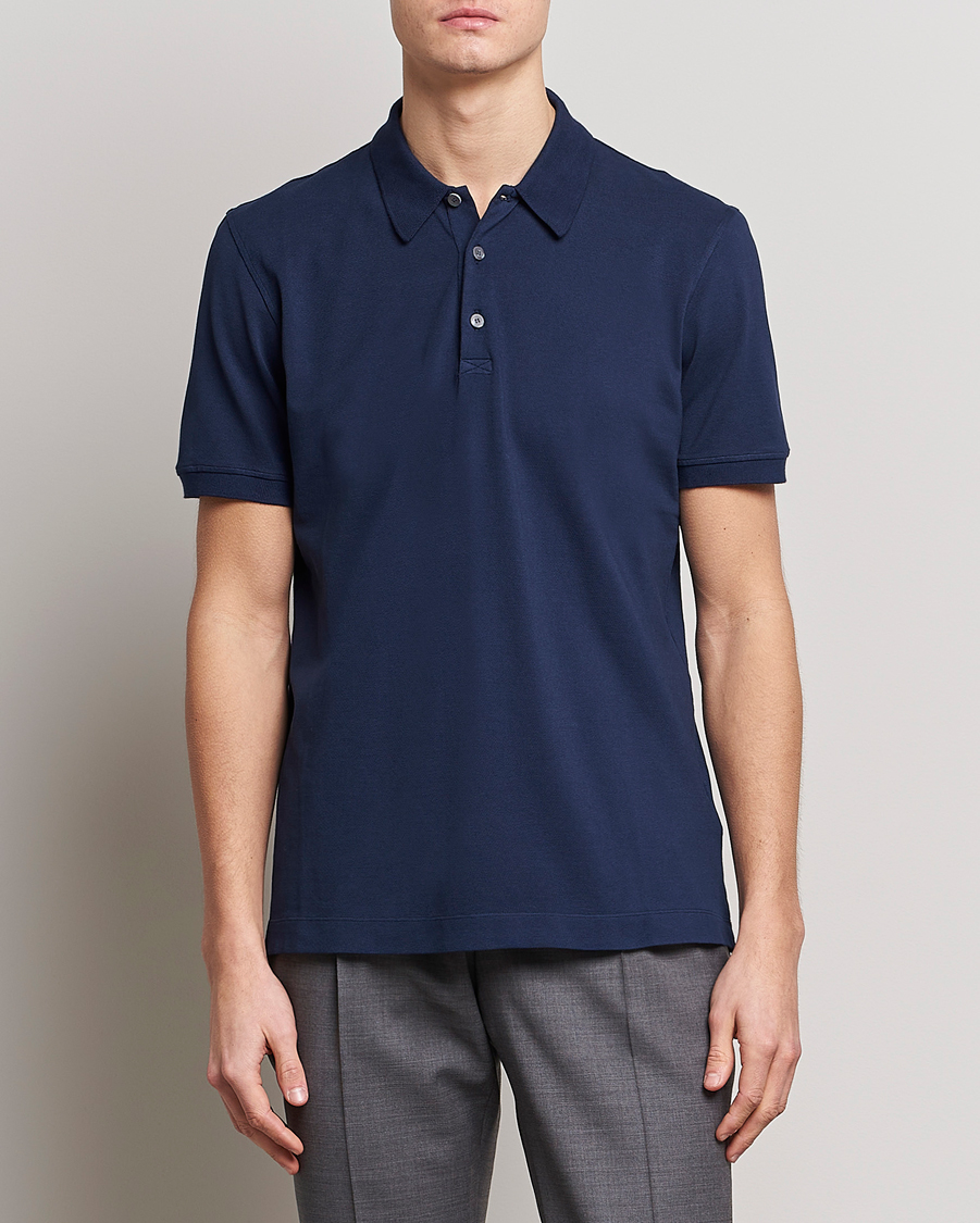 Herr |  | Piacenza Cashmere | Portofino Short Sleeve Polo Navy