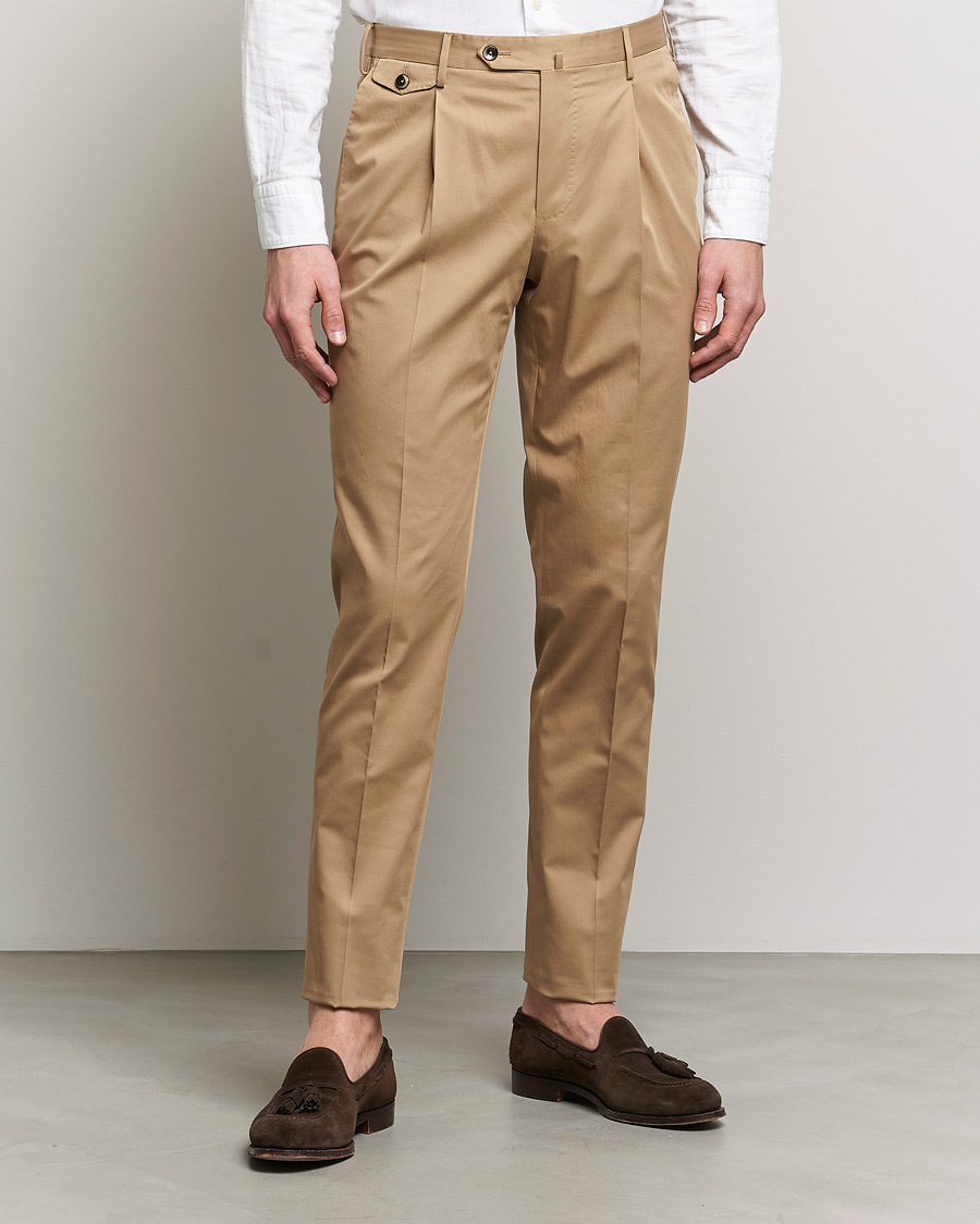 Herr | PT01 | PT01 | Gentleman Fit Silkochino Trousers Beige