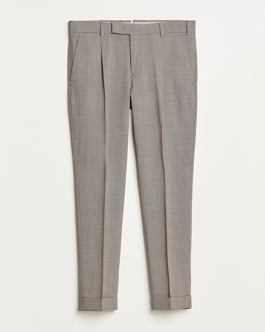 Herr | Byxor | PT01 | Slim Fit Pleated Soft Wool Trousers Beige