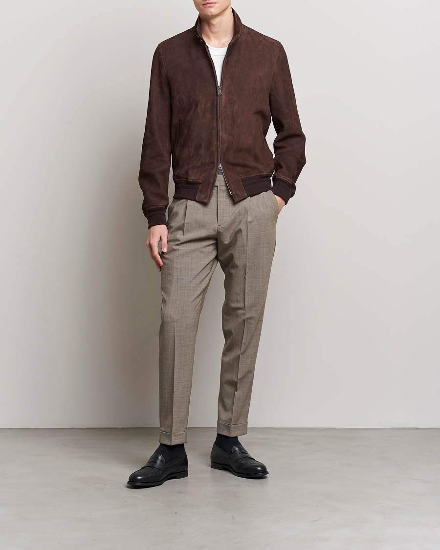Herr | Byxor | PT01 | Slim Fit Pleated Soft Wool Trousers Beige