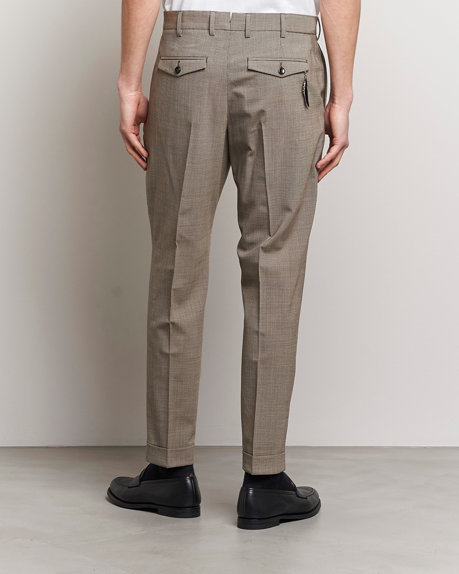 Herr | Byxor | PT01 | Slim Fit Pleated Soft Wool Trousers Beige