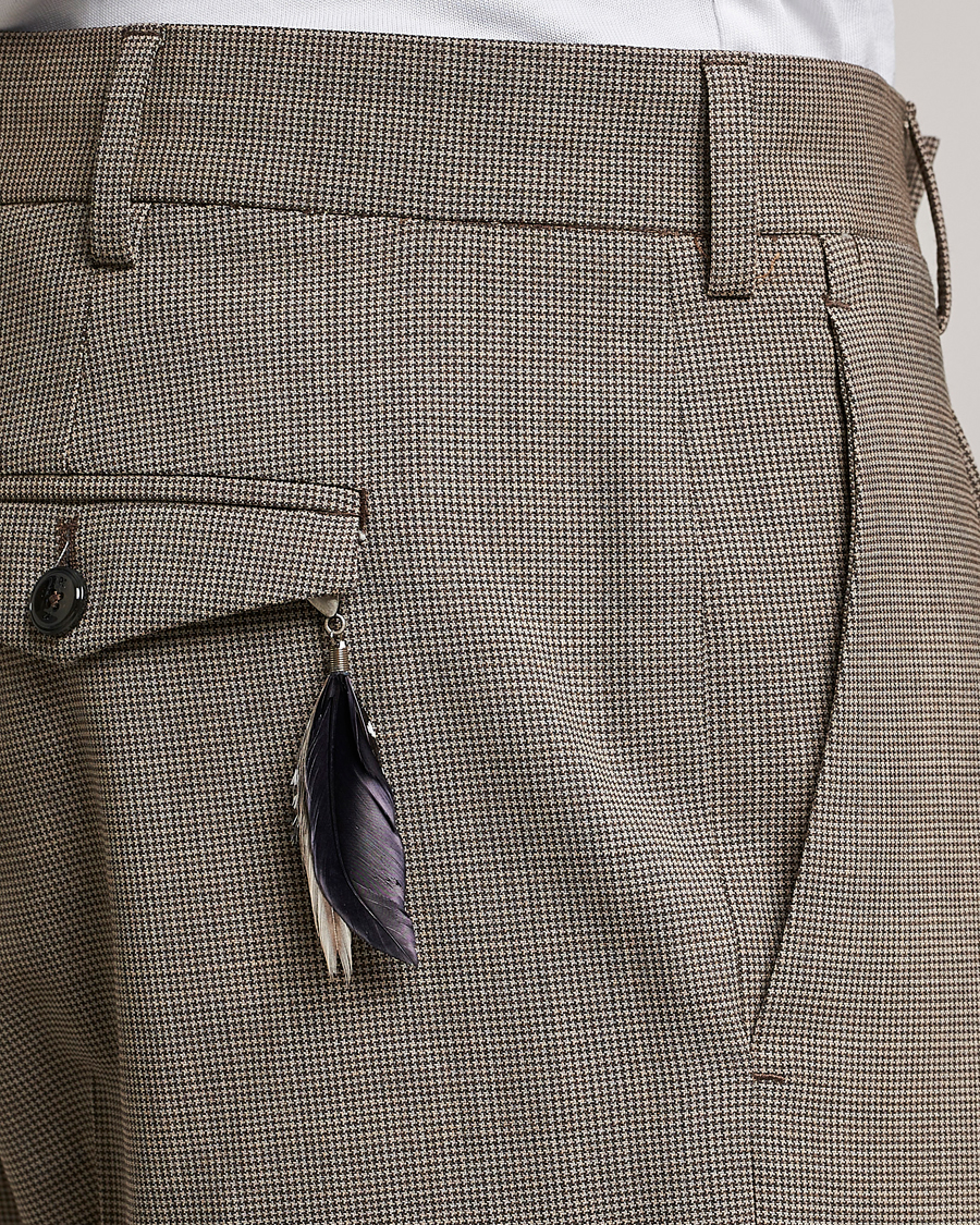 Herr | Byxor | PT01 | Slim Fit Pleated Soft Wool Trousers Beige