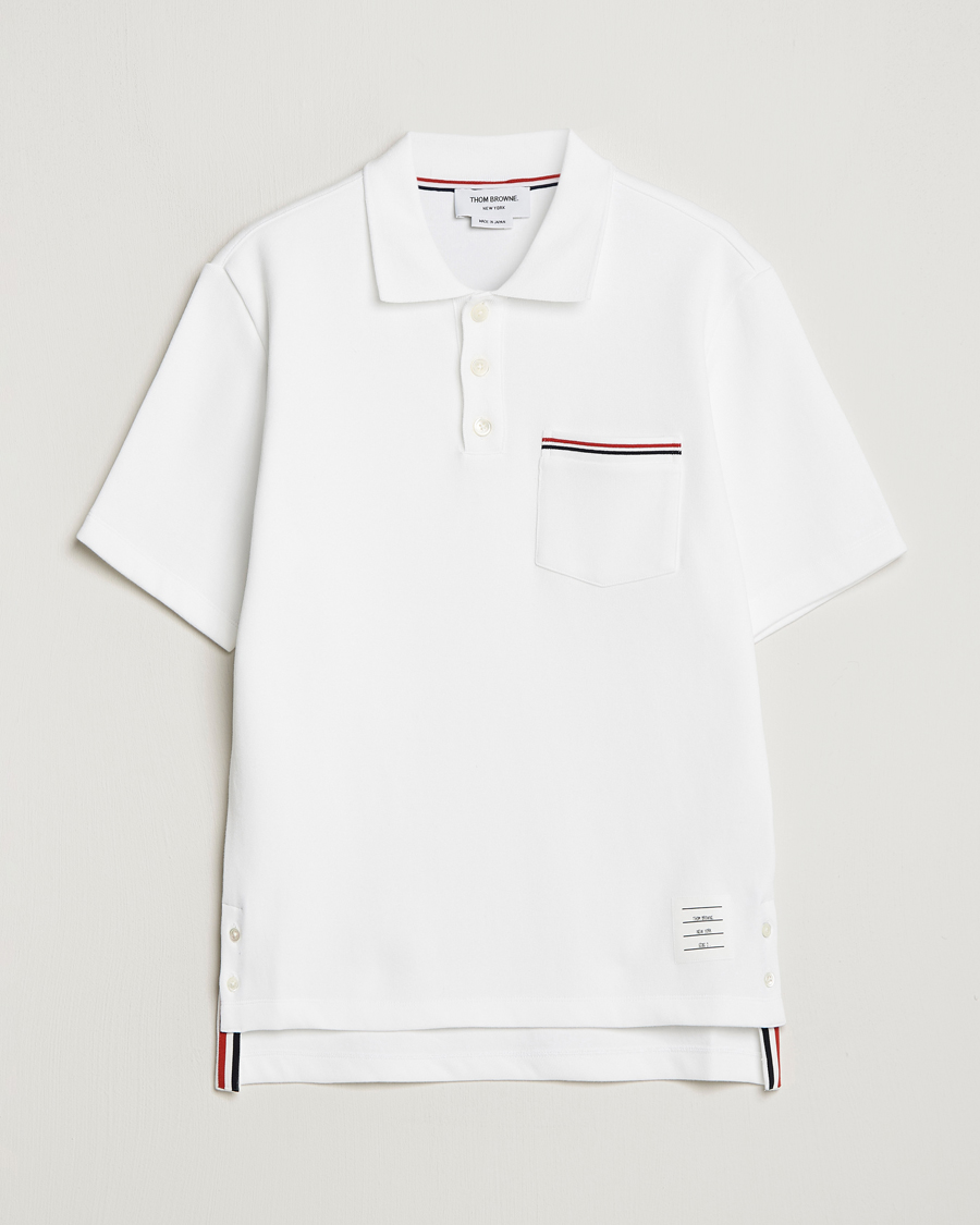 Herr | Pikéer | Thom Browne | Short Sleeve Pocket Polo White