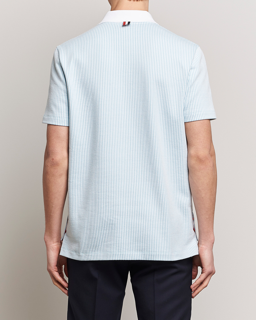 Herr | Pikéer | Thom Browne | Short Sleeve Seersucker Polo Light Blue