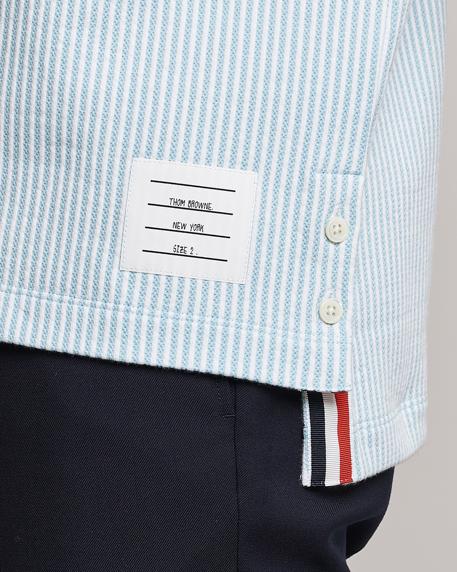 Herr | Pikéer | Thom Browne | Short Sleeve Seersucker Polo Light Blue