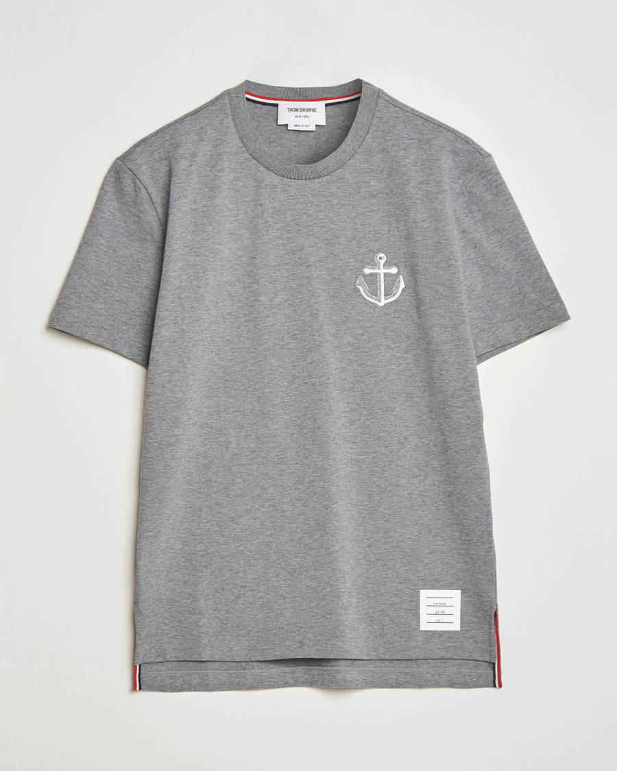 Herr | T-Shirts | Thom Browne | Anchor Embroidered T-Shirt Light Grey