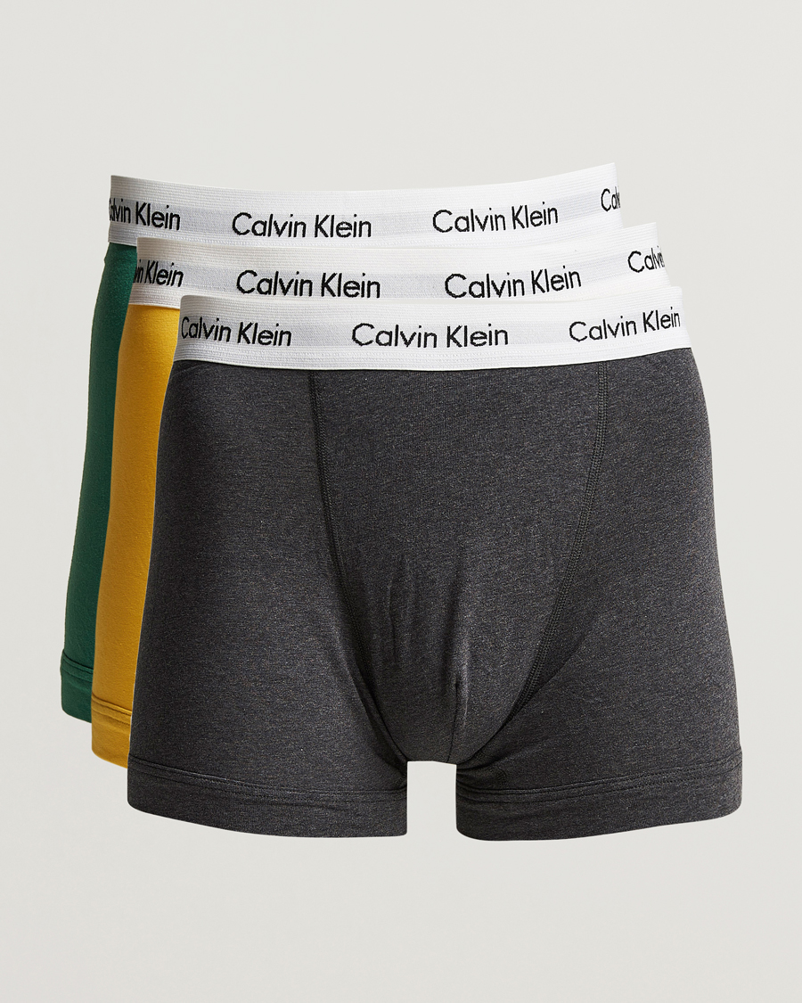 Herr | Underkläder | Calvin Klein | Cotton Stretch Trunk 3-Pack Charcoal/Yellow/Green