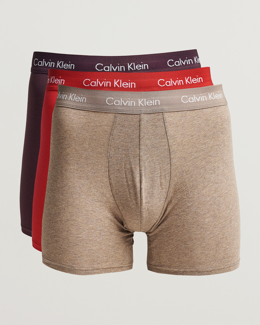 Herr | Underkläder | Calvin Klein | Cotton Stretch 3-Pack Boxer Breif Plum/Red/Beige