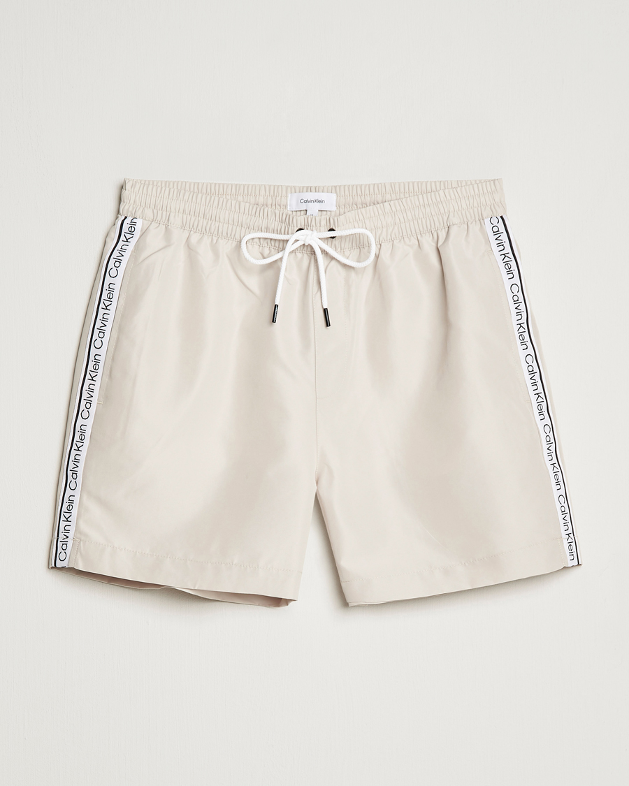Herr | Badbyxor | Calvin Klein | Side Logo Drawstring Swimshorts Stony Beige