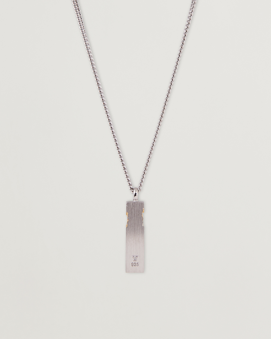 Herr | Tom Wood Mined Cube Pendant Necklace Silver/Black | Tom Wood | Mined Cube Pendant Necklace Silver/Black