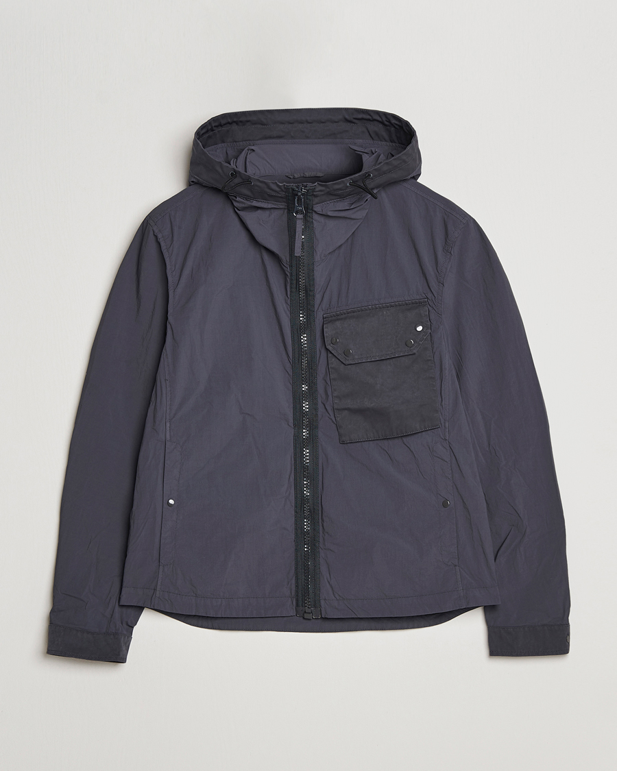 Herr | Jackor | Ten c | Garment Dyed Nylon Hooded Jacket Blue Grey