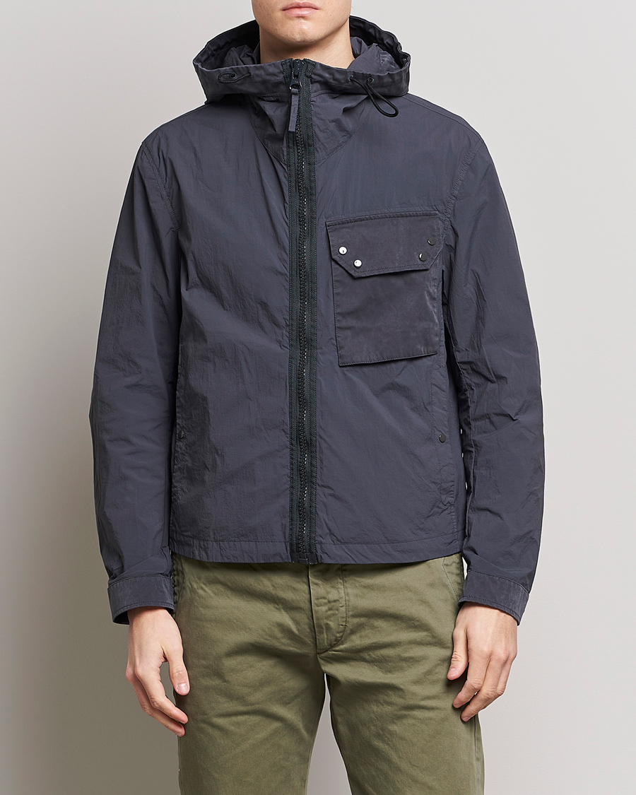 Herr | Jackor | Ten c | Garment Dyed Nylon Hooded Jacket Blue Grey