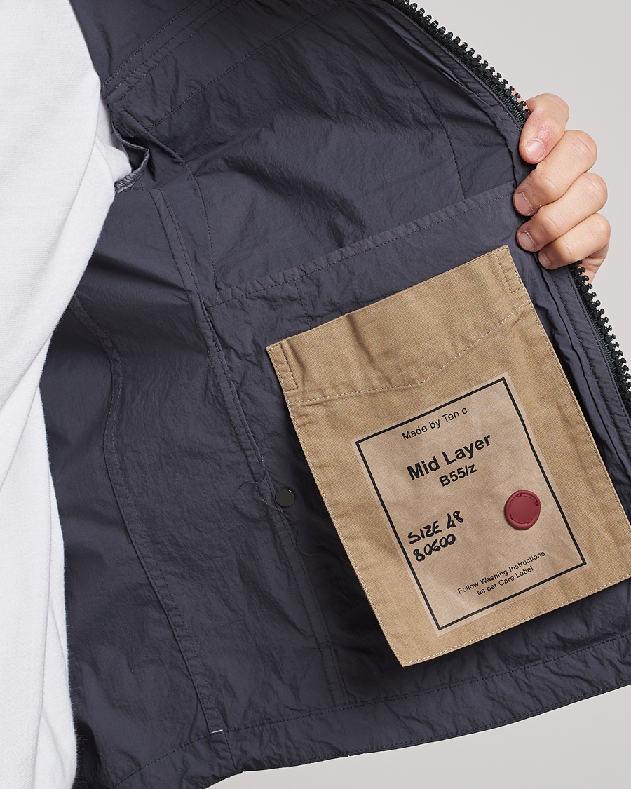 Herr | Jackor | Ten c | Garment Dyed Nylon Hooded Jacket Blue Grey