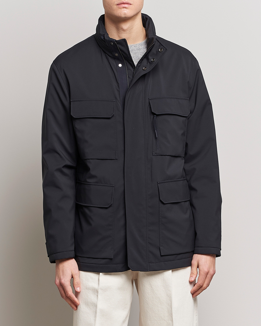 Herr | Jackor | Zegna | Water Repellent Nylon Field Jacket Navy