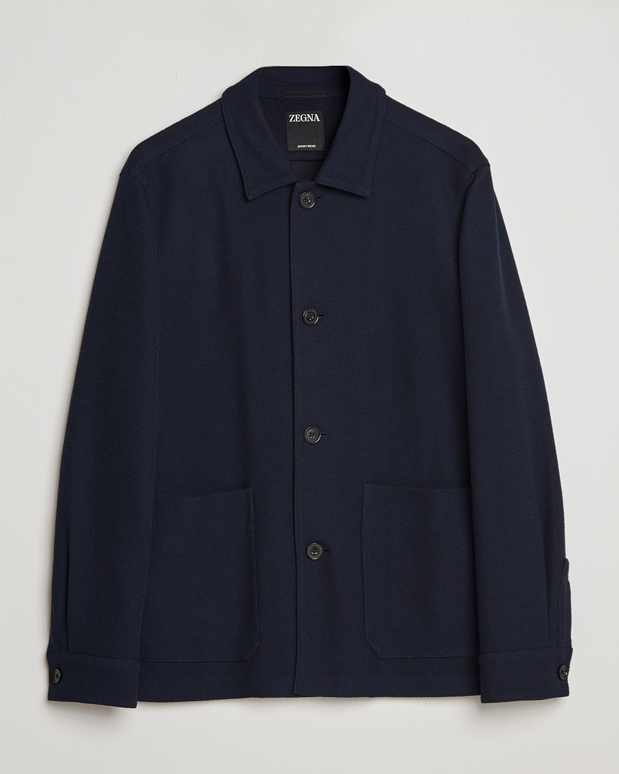 Herr | Jackor | Zegna | Wool Jersey Chore Jacket Navy