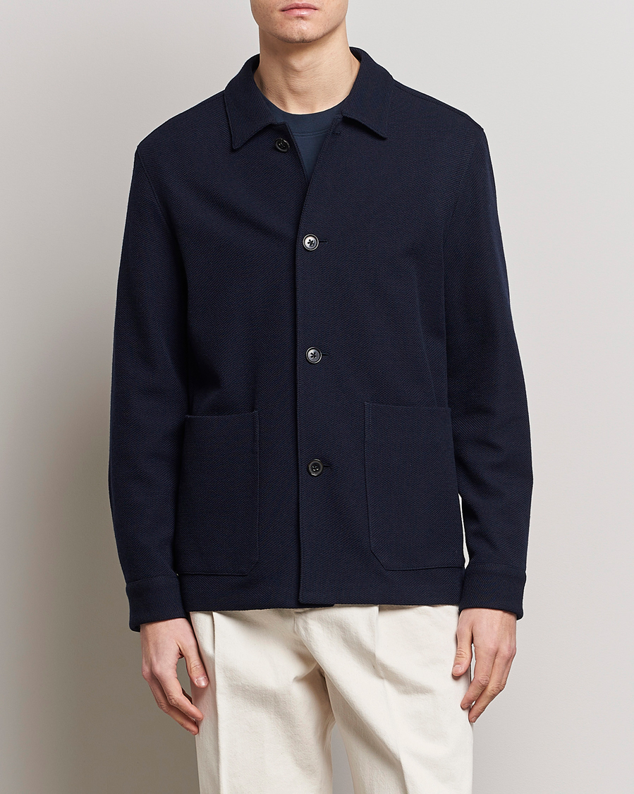 Herr | Zegna | Zegna | Wool Jersey Chore Jacket Navy