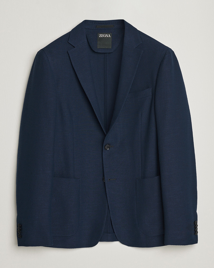 Herr | Kavajer | Zegna | Cotton/Linen Informale Blazer Navy