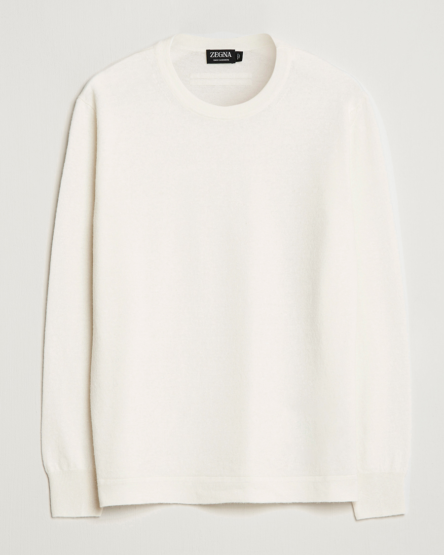Herr | Tröjor | Zegna | Oasi Cashmere/Linen Crew Neck Sweater Off White