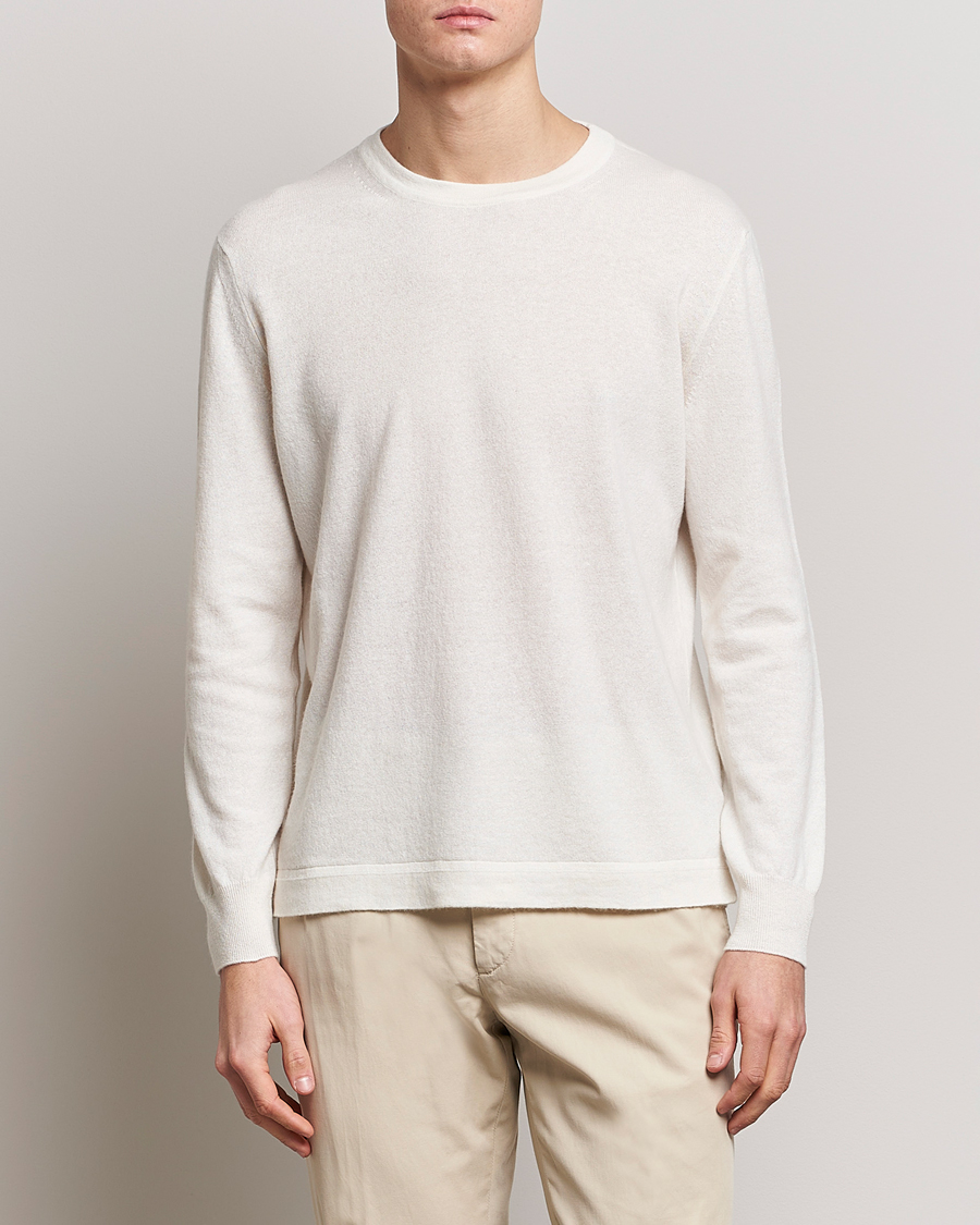 Herr | Tröjor | Zegna | Oasi Cashmere/Linen Crew Neck Sweater Off White
