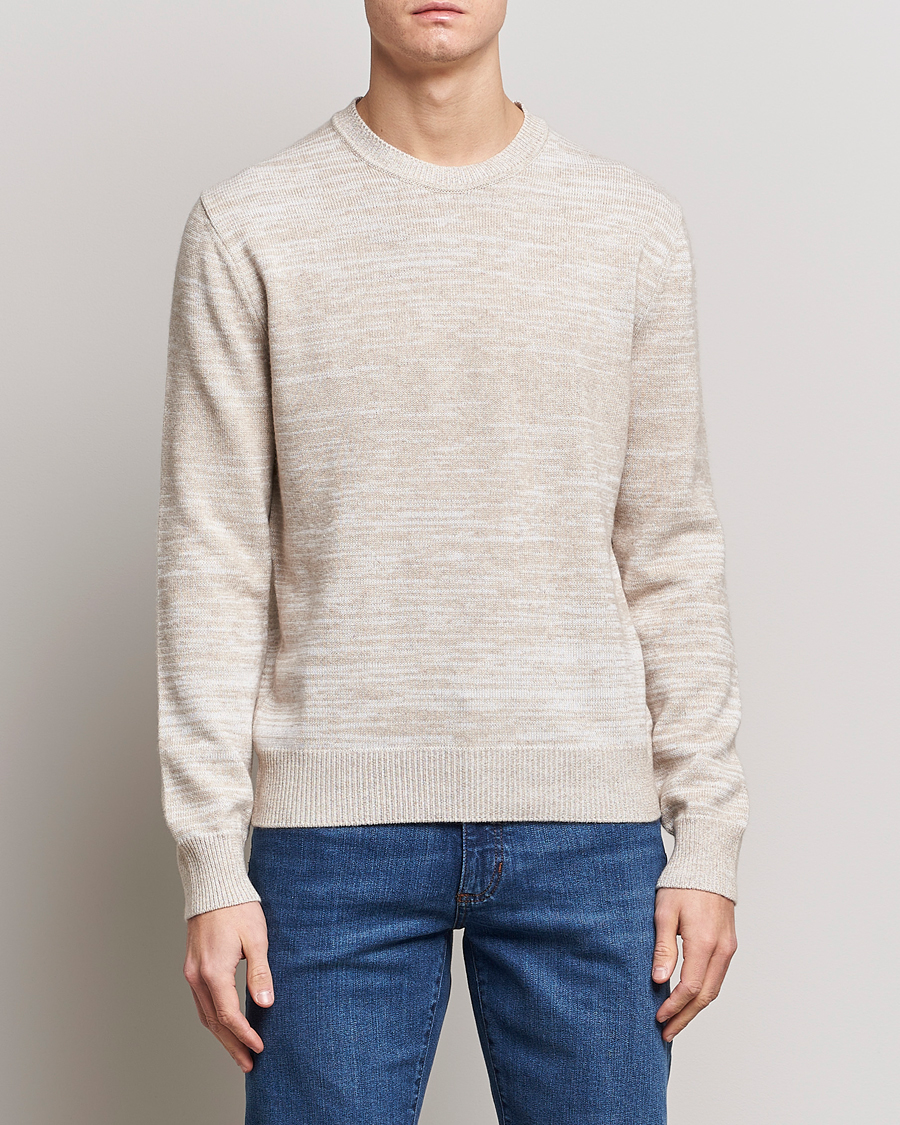 Herr | Kashmirtröjor | Zegna | Oasi Cashmere/Cotton Melange Sweater Beige