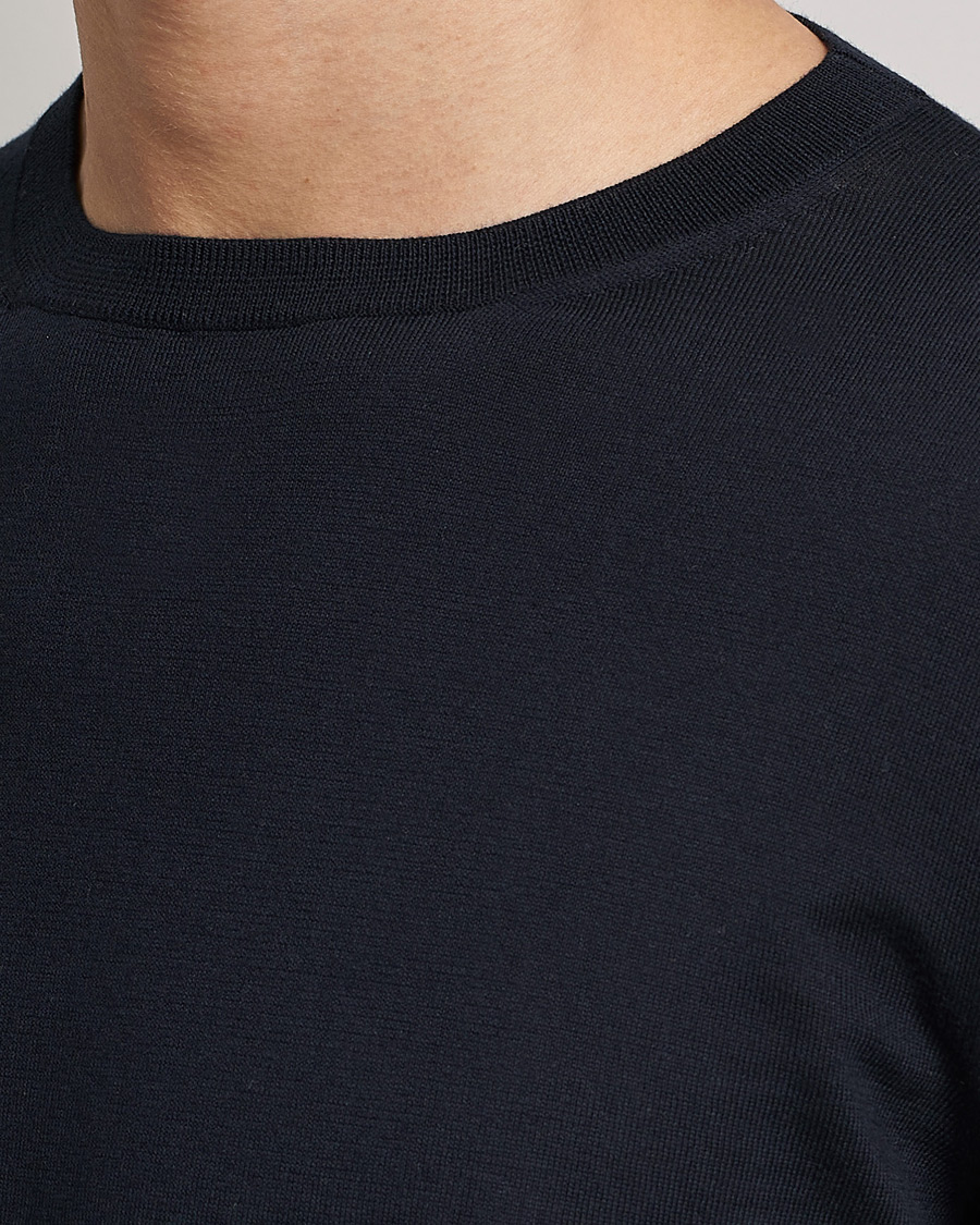 Herr | Tröjor | Zegna | Premium Cotton Crew Neck Sweater Navy