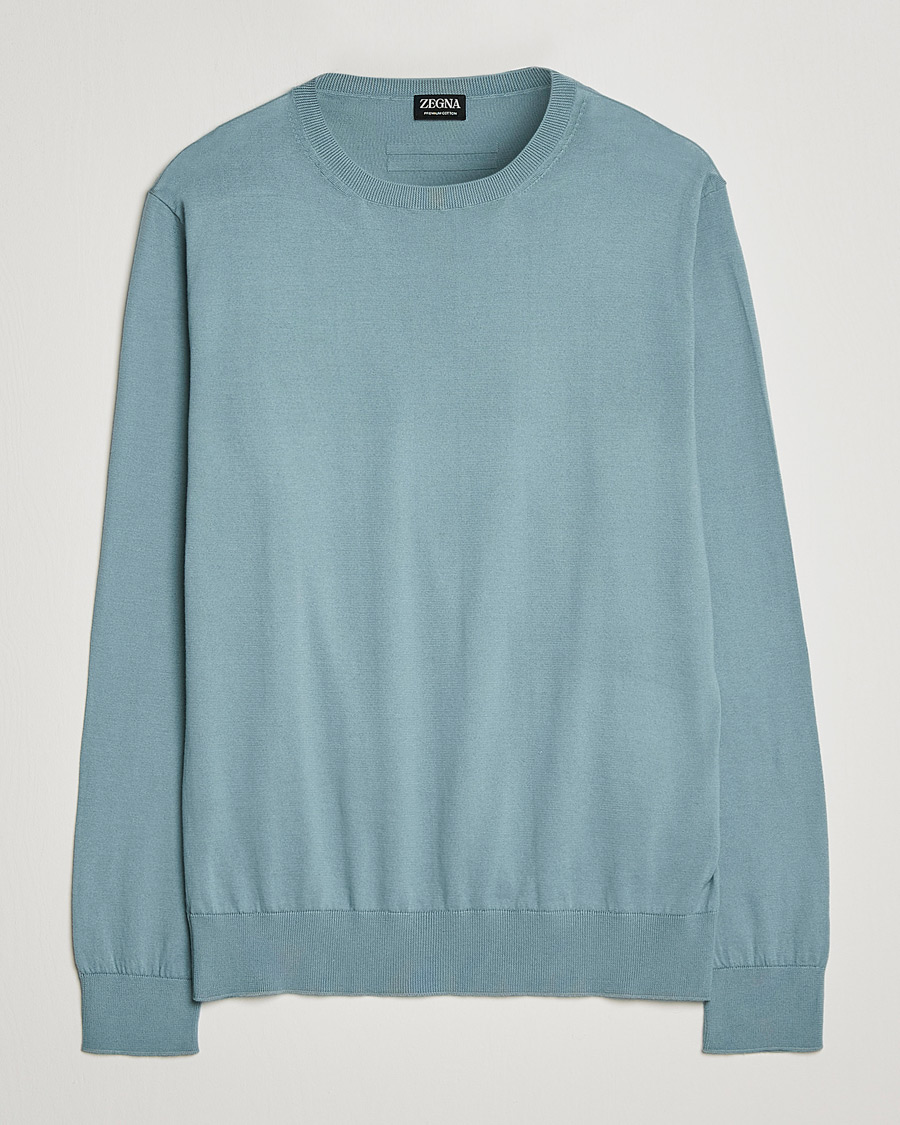 Herr | Tröjor | Zegna | Premium Cotton Crew Neck Sweater Teal