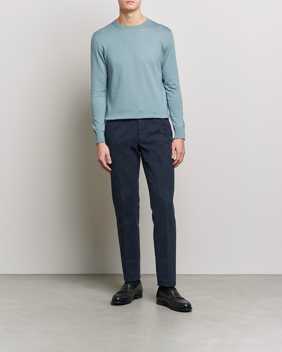 Herr | Tröjor | Zegna | Premium Cotton Crew Neck Sweater Teal
