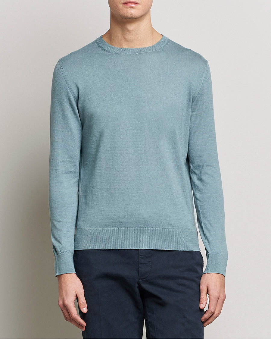 Herr | Zegna | Zegna | Premium Cotton Crew Neck Sweater Teal