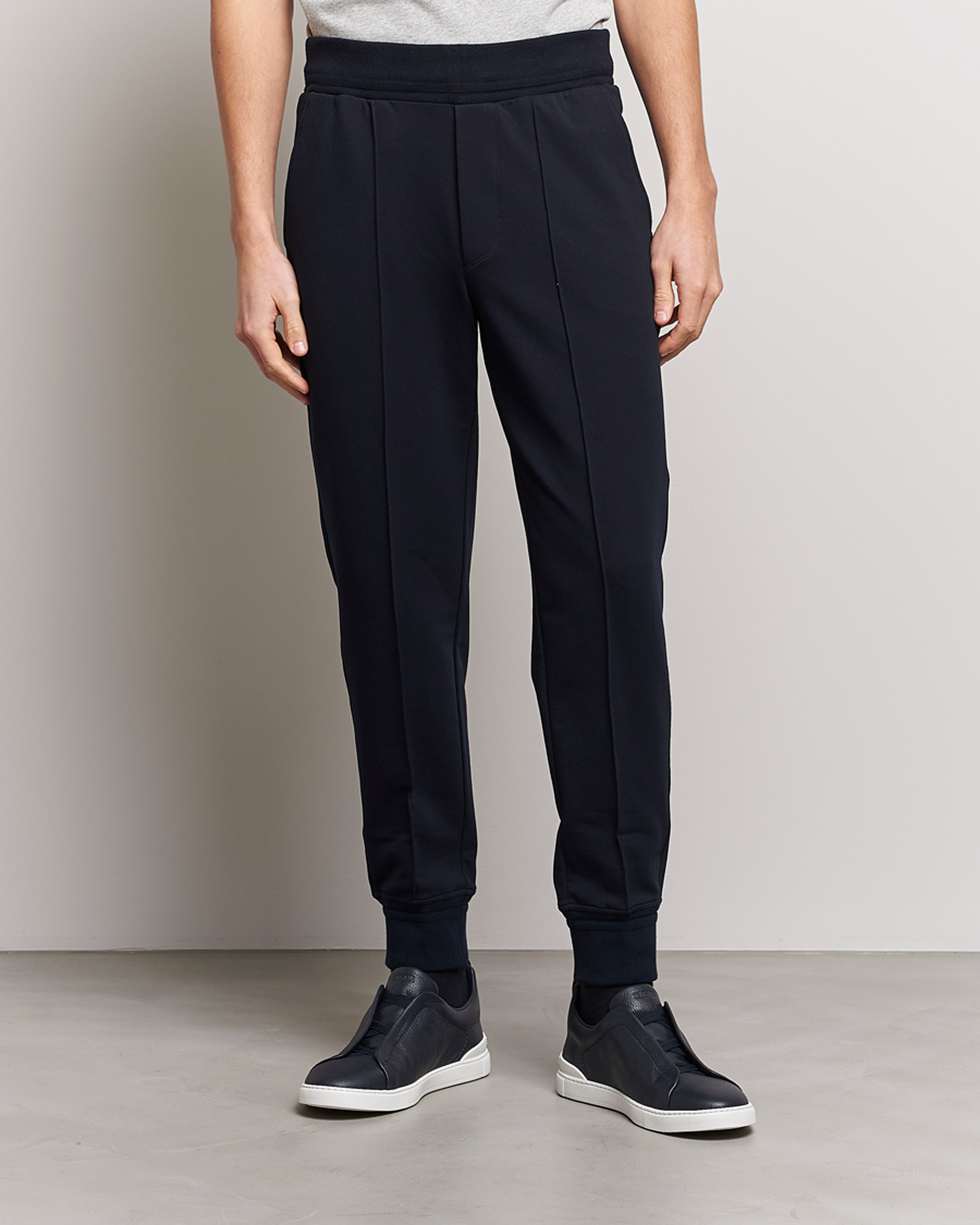 Herr | Byxor | Zegna | Cotton Stretch Joggers Navy