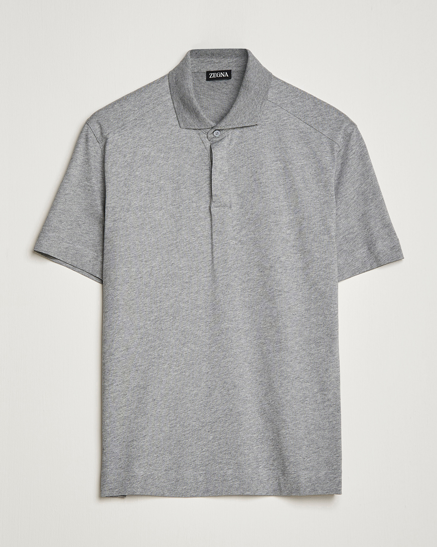 Herr | Pikéer | Zegna | Cotton Jersey Polo Grey Melange