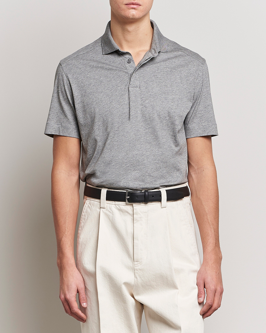 Herr | Pikéer | Zegna | Cotton Jersey Polo Grey Melange