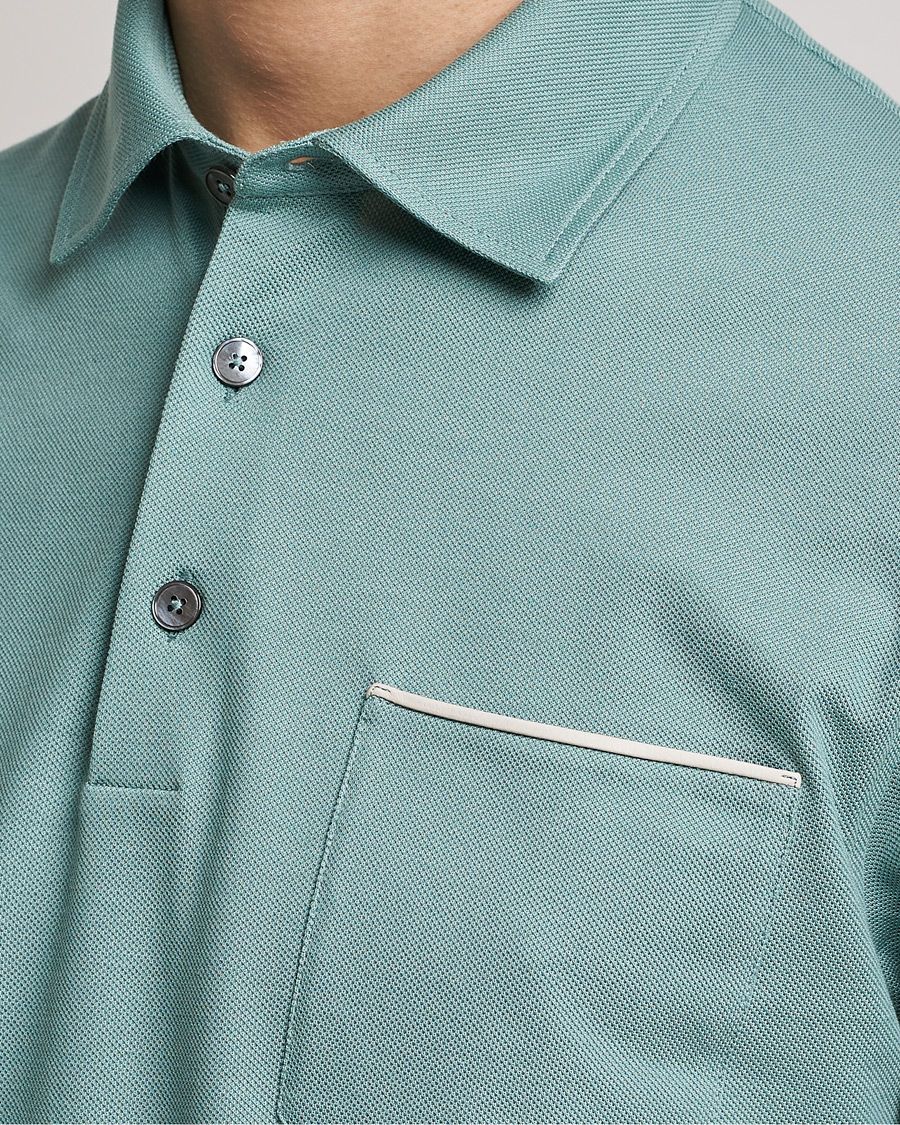 Herr | Pikéer | Zegna | Short Sleeve Pocket Polo Teal