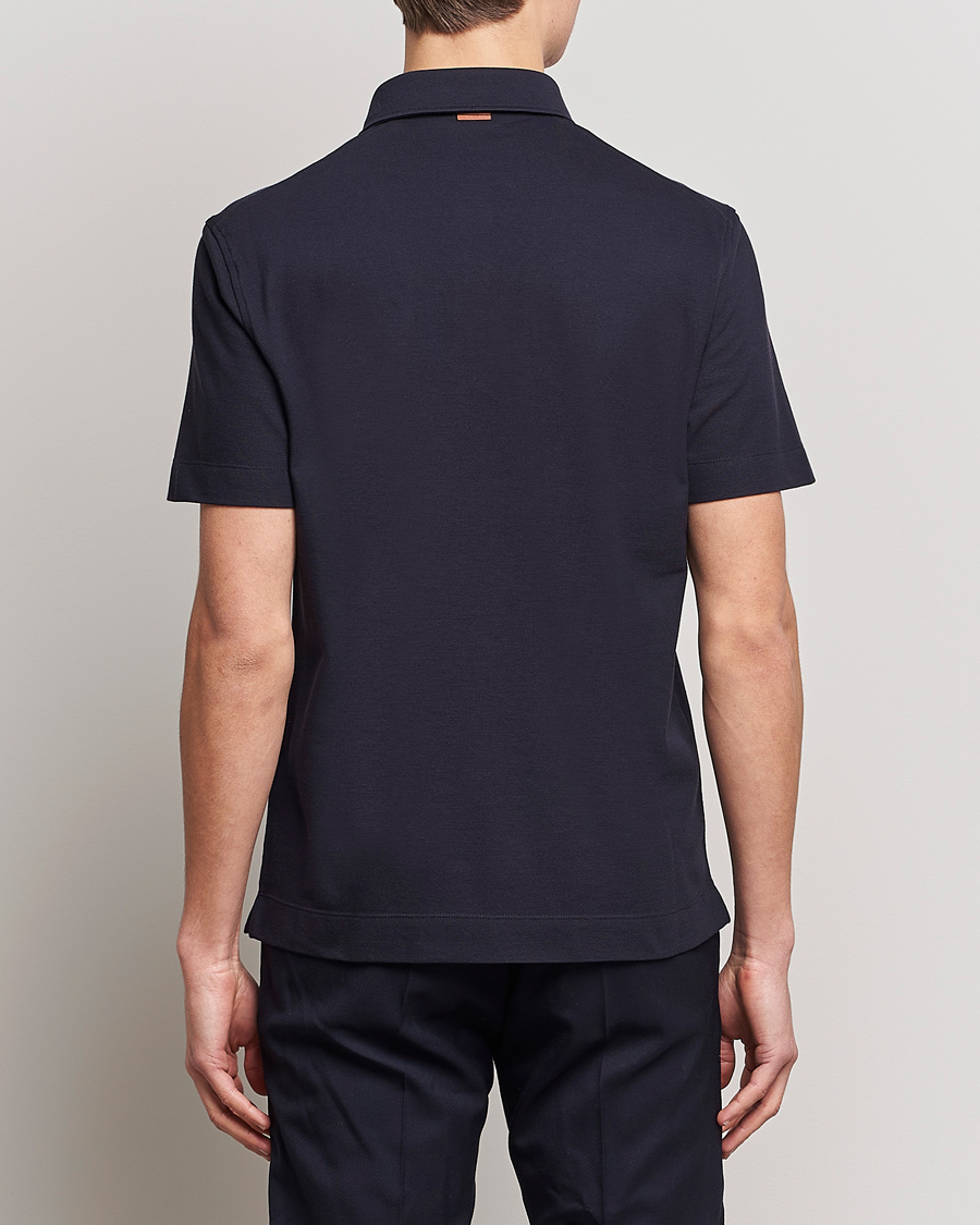 Herr | Pikéer | Zegna | Short Sleeve Pocket Polo Navy