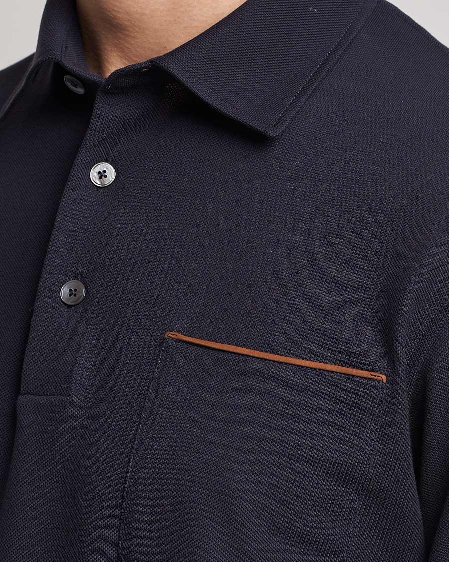 Herr | Pikéer | Zegna | Short Sleeve Pocket Polo Navy