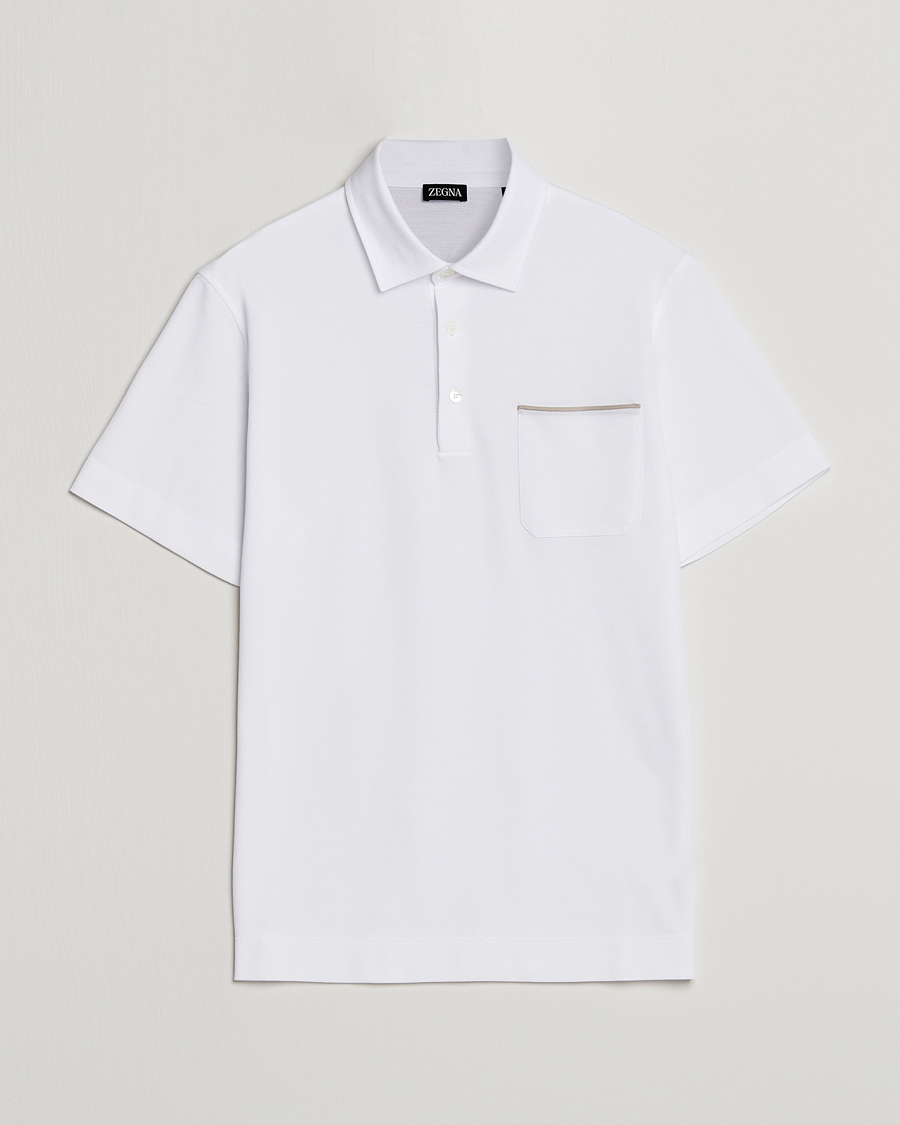 Herr | Pikéer | Zegna | Short Sleeve Pocket Polo White
