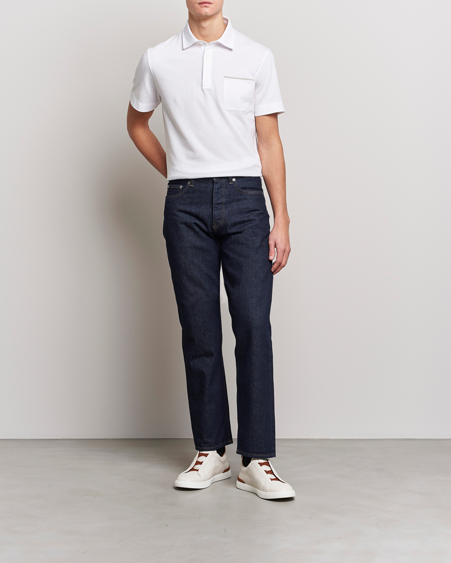 Herr | Pikéer | Zegna | Short Sleeve Pocket Polo White