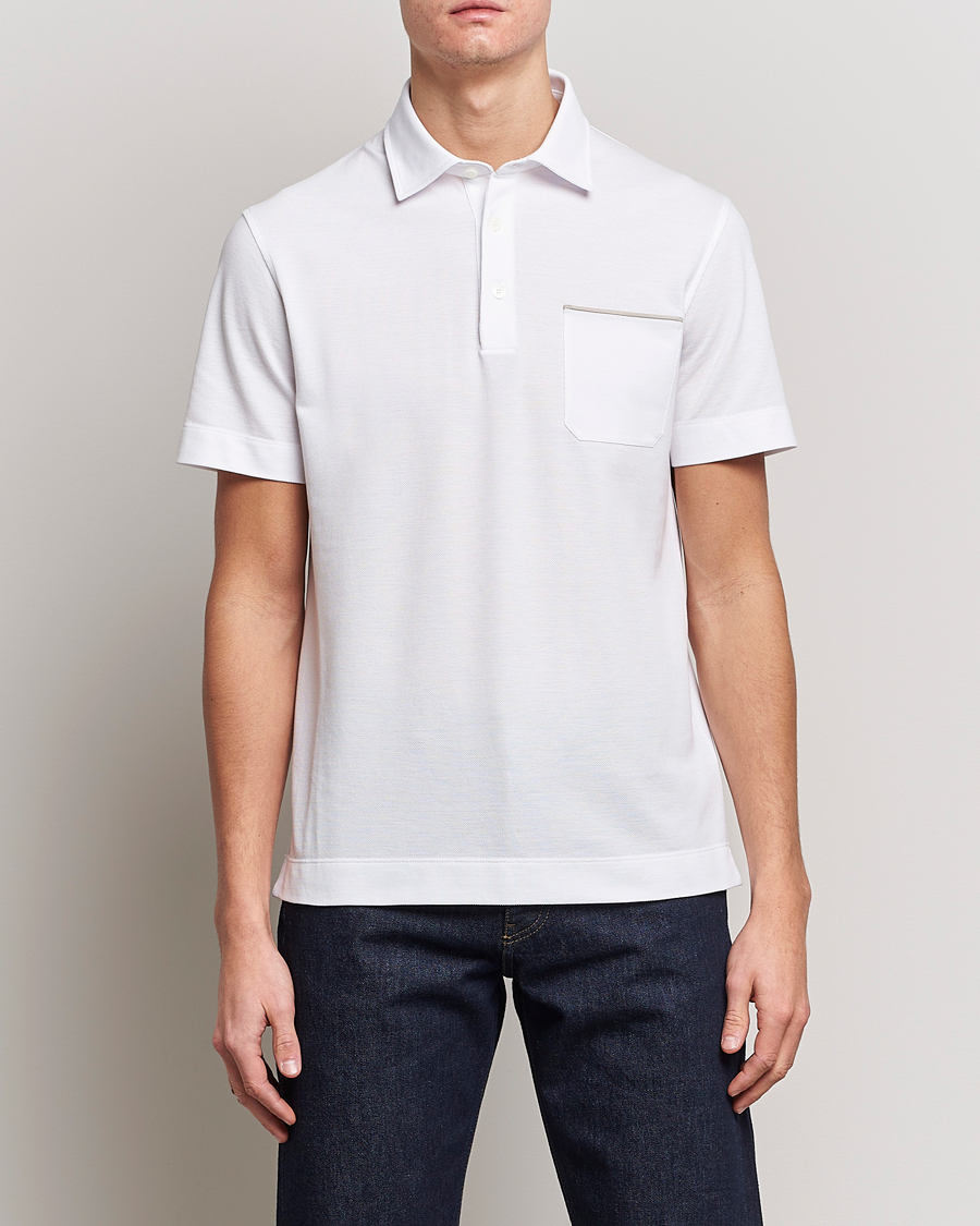 Herr | Zegna | Zegna | Short Sleeve Pocket Polo White